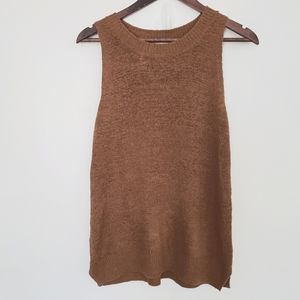 Old Navy Camel Brown Sleeveless Sweater Womens Size Medium Acrylic Nylon Crew